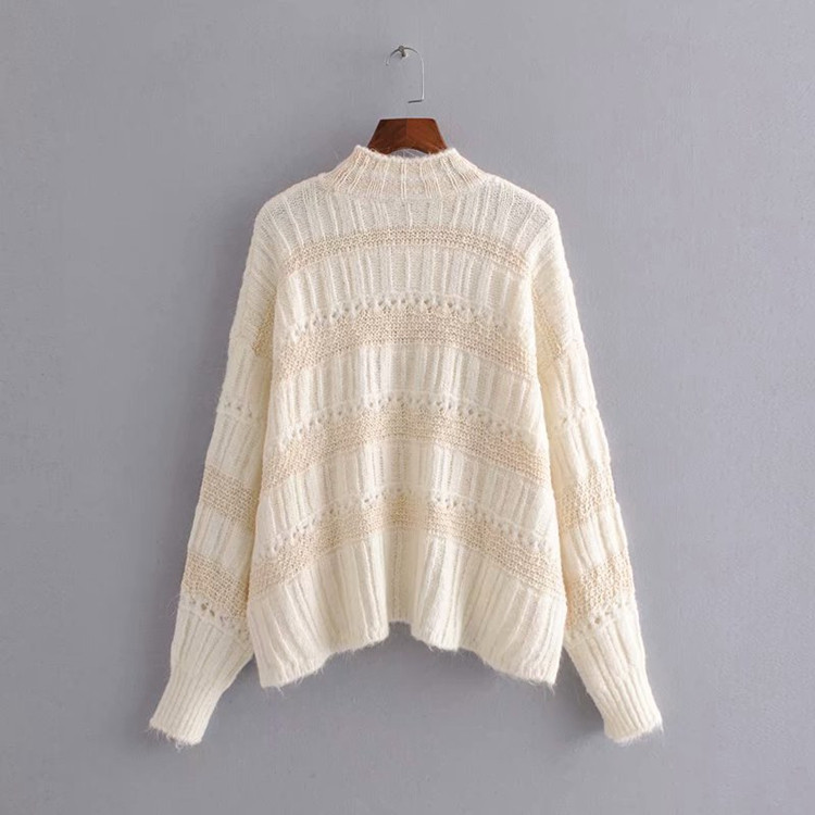 Pulover de dama modern alb cu dantela