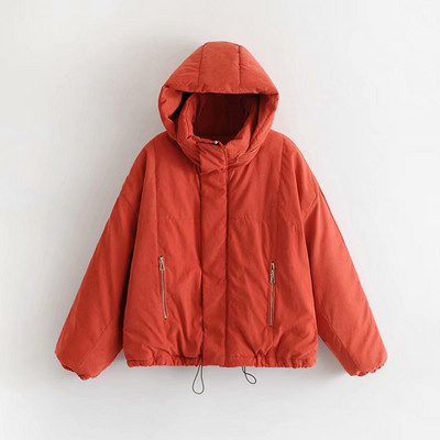 Γυναικείο χειμωνιάτικο μπουφάν με φερμουάρ σε κόκκινο χρώμα