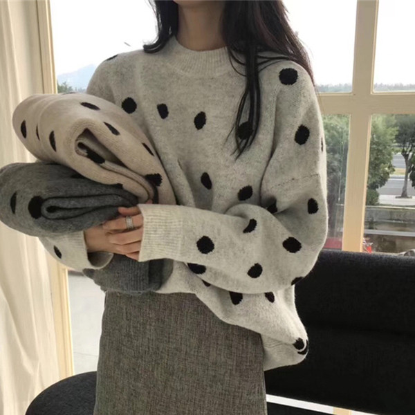 Γυναικεία πουά μπλούζα χειμωνιάτικη σε τρία χρώματα