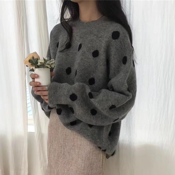 Γυναικεία πουά μπλούζα χειμωνιάτικη σε τρία χρώματα