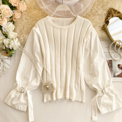 Μοντέρνο γυναικείο πουλόβερ  με στρογγυλό ντεκολτέ σε διάφορα χρώματα