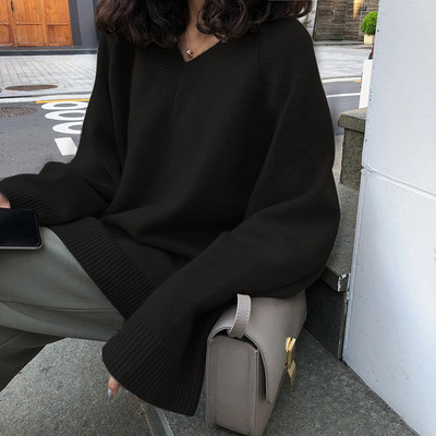 Pulover de iarnă de damă cu decolteu spitz în mai multe culori diferite