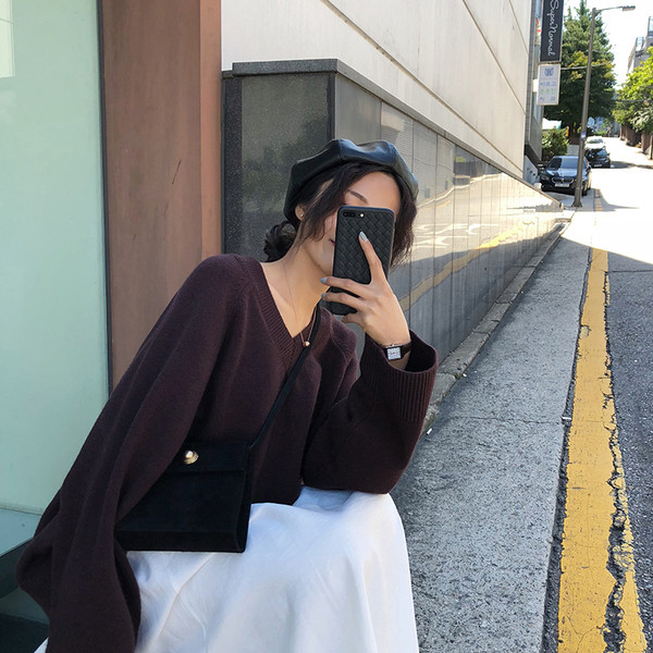 Pulover de iarnă de damă cu decolteu spitz în mai multe culori diferite