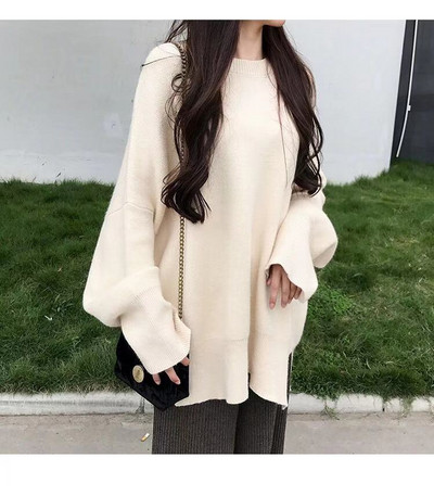 Női pulóver széles és hosszú modell több színben