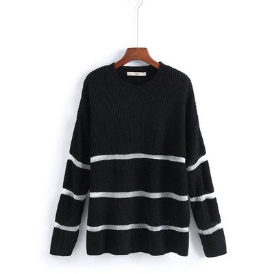 Pulover de dama alb si negru cu parti transparente