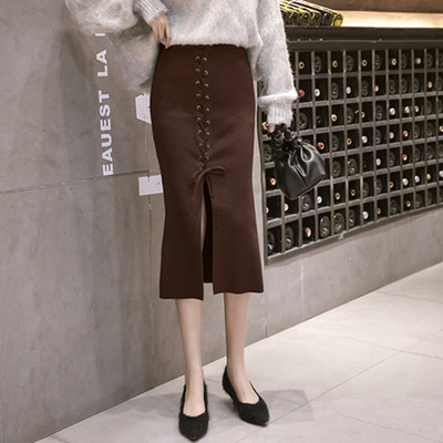 Fusta casual de dama cu fanta in culorile gri, bej, verde, maro si negru