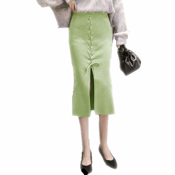 Fusta casual de dama cu fanta in culorile gri, bej, verde, maro si negru