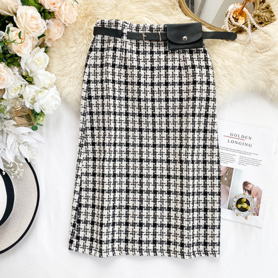 Μοντέρνα γυναικεία φούστα με ζώνη σε δύο χρώματα