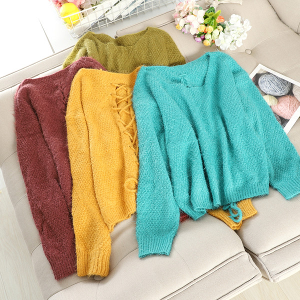 Pulover de dama cu cravate pe spate in diferite culori