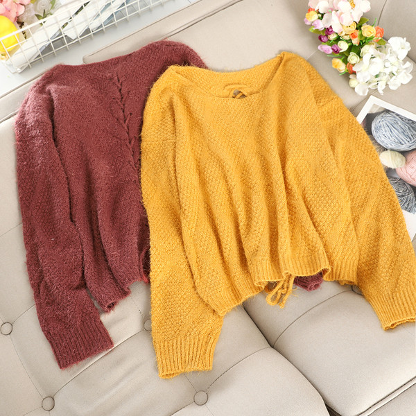 Pulover de dama cu cravate pe spate in diferite culori