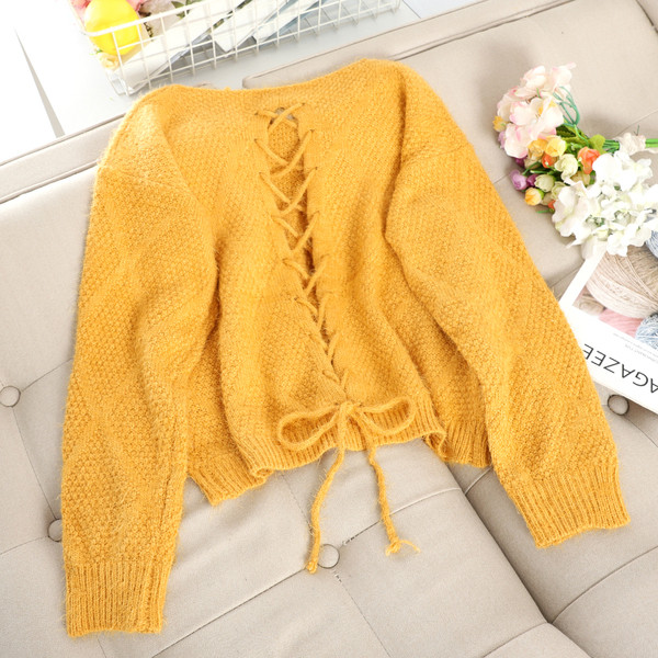 Pulover de dama cu cravate pe spate in diferite culori