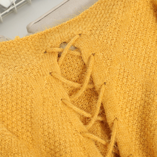 Pulover de dama cu cravate pe spate in diferite culori