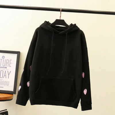 Napi női pulóver kapucnival és nyakkendővel rózsaszín és fekete színben