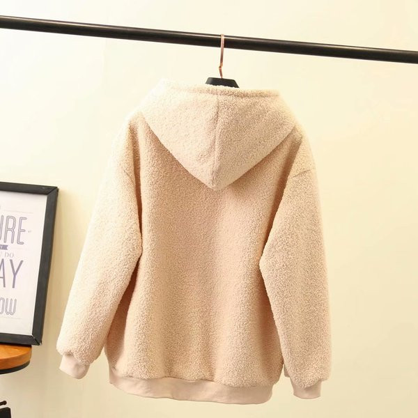 Γυναικείο φούτερ με κορδόνια και κουκούλα σε μπεζ και ροζ χρώμα