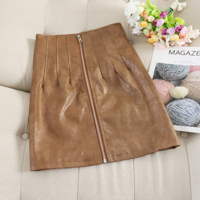 Γυναικεία έκο δερμάτινη φούστα με φερμουάρ σε διάφορα χρώματα