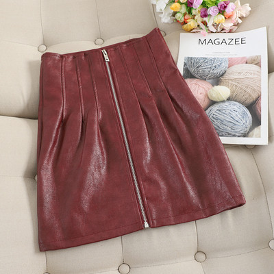 Γυναικεία έκο δερμάτινη φούστα με φερμουάρ σε διάφορα χρώματα