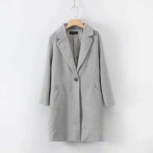 Palton lung de dama modern model simplu cu nasture roz, maro si gri