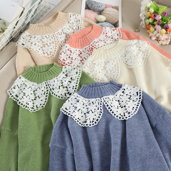 Pulover de dama modern cu dantela in diferite culori