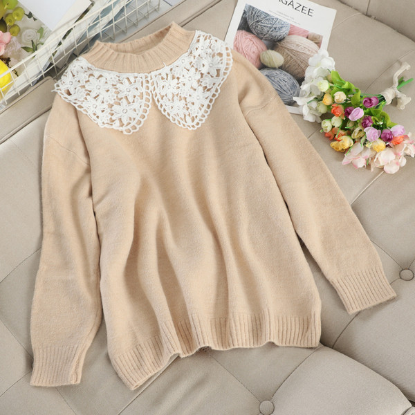 Pulover de dama modern cu dantela in diferite culori