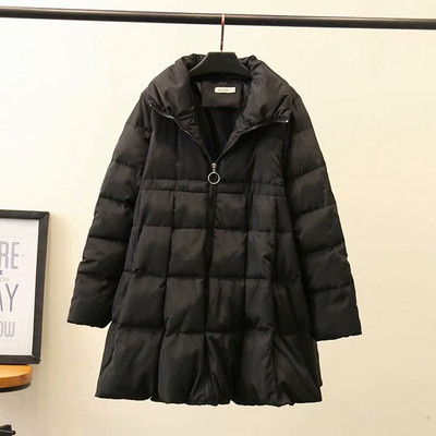 Jachetă lungă casual de damă, cu fermoar și guler înalt, în roz și negru