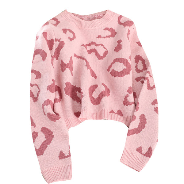 Μοντέρνο γυναικείο πουλόβερ σε μαύρο, λευκό και ροζ χρώμα