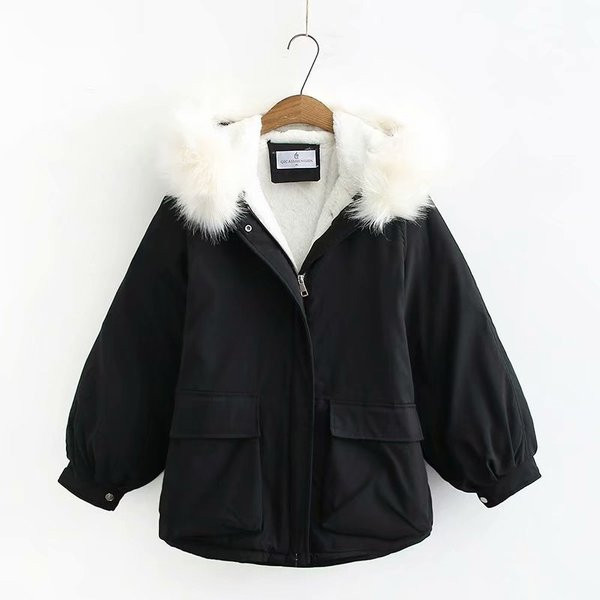 Jachetă scurtă de damă modernă, cu buzunare și puf, în verde, bej și negru