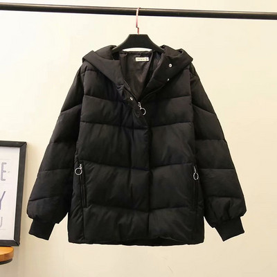 Модерно дамско зимно яке асиметричен модел в зелен и черен цвят 