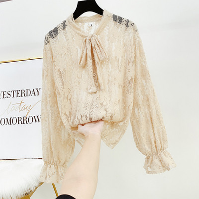 Női csipke ing fehér és bézs szalaggal