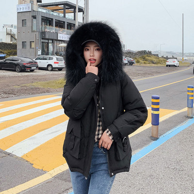 Modern női kabát zsebekkel és pehellyel hat színben