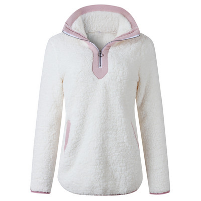Καθημερινό γυναικείο φούτερ με φερμουάρ και ψηλό γιακά σε διάφορα χρώματα