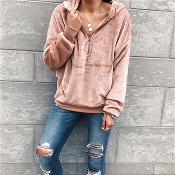 Hanorac casual dama cu fermoar si gluga in negru si bej