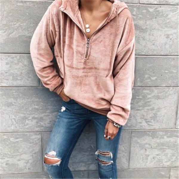 Hanorac casual dama cu fermoar si gluga in negru si bej