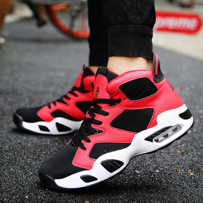 Casual Ανδρικά αθλητικά παπούτσια με παχιά σόλα με κόκκινο, μαύρο και λευκό χρώμα
