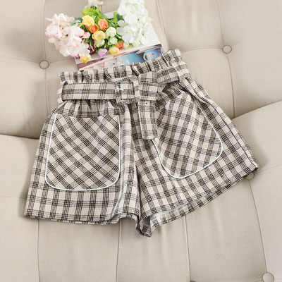 Γυναικείο καρό παντελόνι με τσέπες μικρού μήκους σε τέσσερα χρώματα