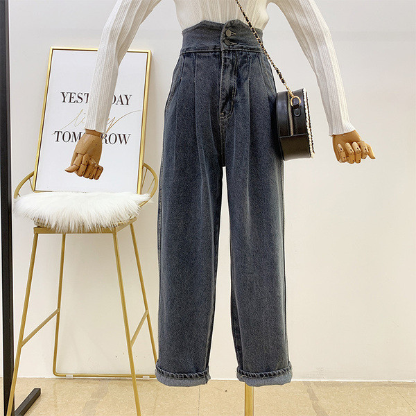 Modern női farmer magas derékkal, kék és fekete színben