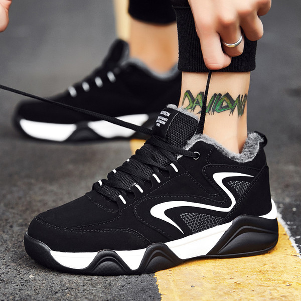 Adidași casual de iarnă cu căptușeală moale și șireturi în trei culori