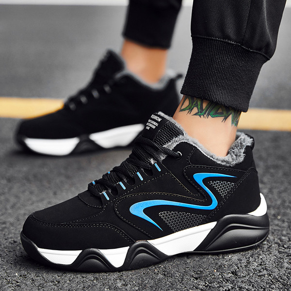 Adidași casual de iarnă cu căptușeală moale și șireturi în trei culori