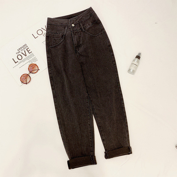 Blugi de dama negri cu talie inalta