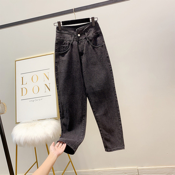 Blugi de dama negri cu talie inalta