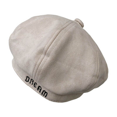 Γυναικείο μπεζ βελούδο  καπέλο σε γκρι, καφέ, μπεζ, κόκκινο και κίτρινο χρώμα