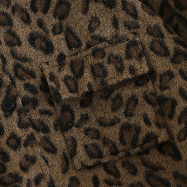 Női alkalmi kabát széles modell leopárd mintával, barna színben