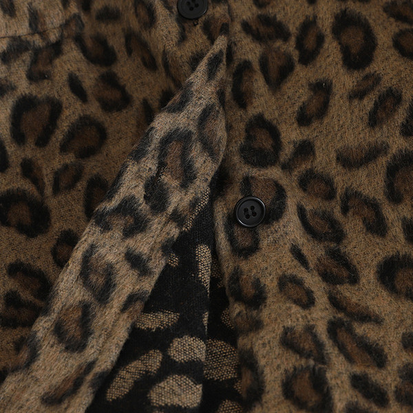 Női alkalmi kabát széles modell leopárd mintával, barna színben