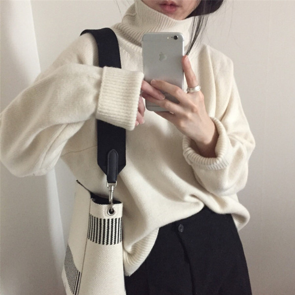 Pulover de iarnă de damă elegant cu guler polo înalt în mai multe culori