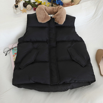 Női mellény pehelygallérral és zsebekkel több színben