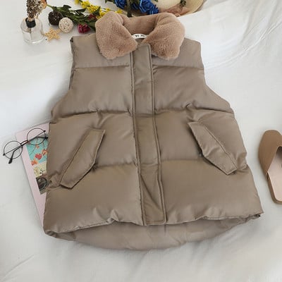 Női mellény pehelygallérral és zsebekkel több színben