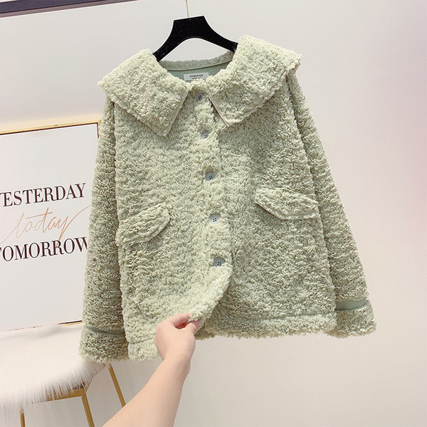 Дамско пухено палто с копчета в три цвята