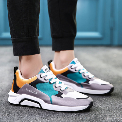 Καθημερινά ανδρικά αθλητικά παπούτσια με επιγραφή και παχιά σόλα σε τρία χρώματα