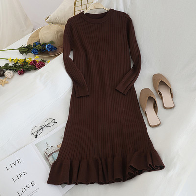 Χειμερινό γυναικείοφόρεμα με μακριά μανίκια σε διαφορετικά χρώματα