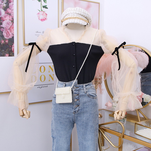 Νέο μοντέλο γυναικεία μπλούζα με λαιμόκοψη στο ροζ και μαύρο χρώμα