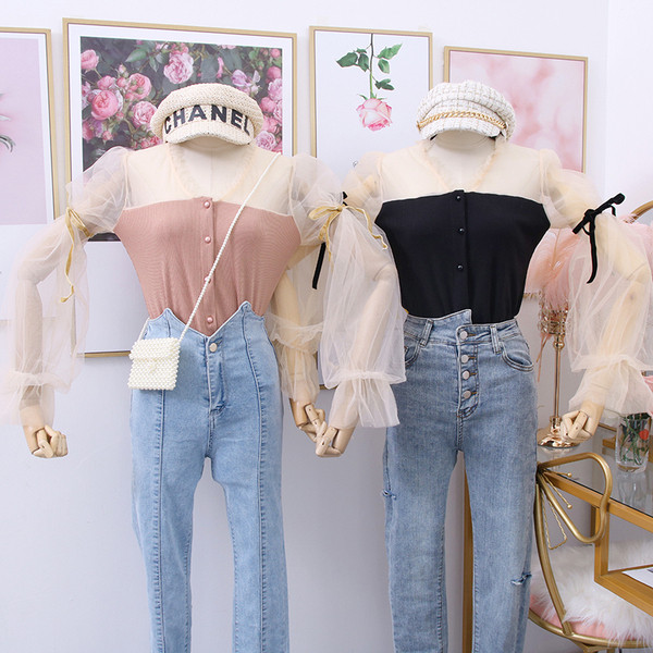 Νέο μοντέλο γυναικεία μπλούζα με λαιμόκοψη στο ροζ και μαύρο χρώμα